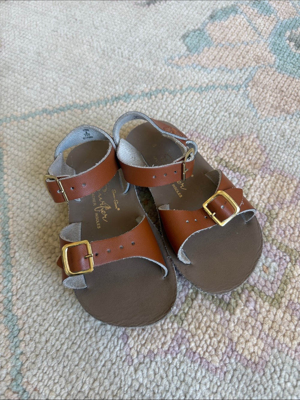 Sun San Kids Brown Leather Buckle Sandals size 8
